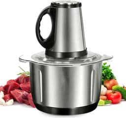 Keukenmachine - Voedselhakker Groentehakker - Snel Ingrediënten Snijden - Krachtige 400W Motor - 3L Kom - Zilver — thumbnail 1