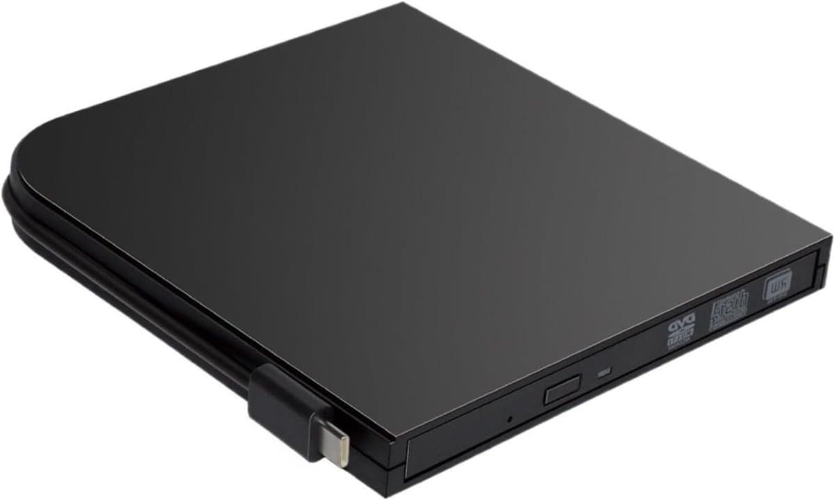 Externe CD/DVD-schrijver - Optisch station - Bestanden Archiveren - Dubbele Kabel - 14.2 cm breed - Zwart — afbeelding 1