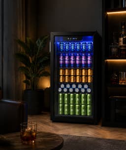 Celestul Drankenkoelkast 90L - Mini Koelkast voor Bier Wijn & Frisdrank - 126 Blikjes - Glazen Deur - LED - Stil - Instelbare Temperatuur - 49×44,5×78cm - Zwart — thumbnail 4