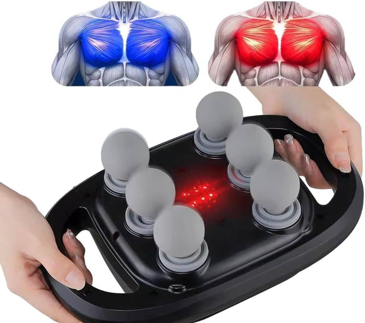 Massagepistool - Spierstimulator Rugmassager - Spierherstel Bevorderen - 6 Verwisselbare Koppen - 20 x 15 x 30 cm - Zwart — afbeelding 1