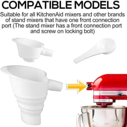 Meeltrechter Keukenmachine - Hoogwaardig Hulpstuk - Tijd Besparen Bakken - Opvouwbaar Siliconen Ontwerp - 45-5 Liter Kom - Wit — thumbnail 3