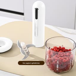 Elektrische Keukenhakker - Groentemaler Mini Hakker - Snel Ingrediënten Verwerken - Draadloos en Oplaadbaar - 400 ml Kom - Wit — thumbnail 5