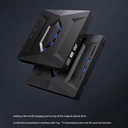 Externe DVD CD Writer - Dvd-station Brander - Bestanden Archiveren - Type C USB 3.0 - 2 Stuks - Zwart — thumbnail 4