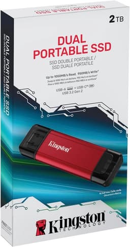 Draagbare SSD - Externe Opslag - Bestanden Overzetten - Dubbele USB-A/C Connector - 2TB - Rood/Zwart — thumbnail 4