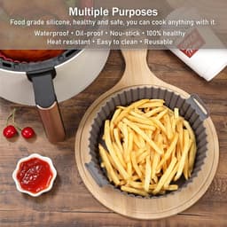 Airfryer Siliconen Voeringen - Airfryer Mandjes - Bakken en Frituren - Herbruikbaar en Hittebestendig - 165 cm Rond - Zwart — thumbnail 4
