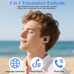Translation Earbuds Real Time, open oordopjes met Bluetooth 5.4, 144 talen vertaler, hoofdtelefoon-vertaler oordopjes met 25 uur speeltijd, perfect voor reizen en zaken. — thumbnail 2