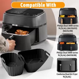 Airfryer Accessoires Set 28-delig – Geschikt voor Philips Airfryer Dual Basket 3000/5000 Serie & Tefal EY9018 – Inclusief Siliconen Bakvormen, Muffinvormen, Grillrek & Spiesen — thumbnail 3