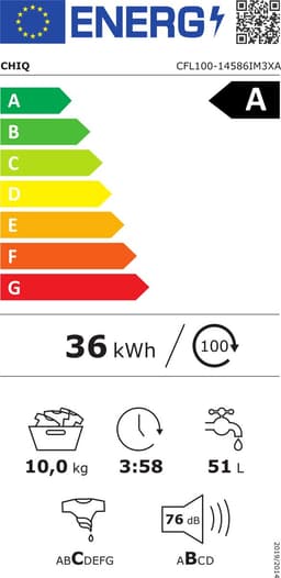 CHiQ CFL100-14586IM3XA - Wasmachine - 10 KG - Space Pro - A-30% - 16 programma's - AI Smart - Stoomwassen & Quick Wash - 12 jaar garantie op motor — thumbnail 2