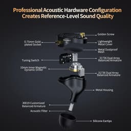 KZ ZS12 Pro - In-Ear Monitor - Met Microfoon - IEM - met HiFi Geluid - Dynamische Drivers - Metaal Design - Incl Kabel & Eartips - Zwart — thumbnail 3