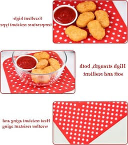 Herbruikbare geperforeerde luchtfriteuse matten, 3 stuks, 21,5 x 21,5 cm, ideaal voor bakken, grillen en frituren zonder vet — thumbnail 3