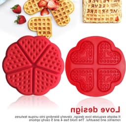 Siliconen Wafelvormen Set voor Airfryer - Hartvormig - 4 en 5 Putjes - Rood - Bakvormen voor Wafels, Muffins en Cake - Creatief Bakken — thumbnail 7