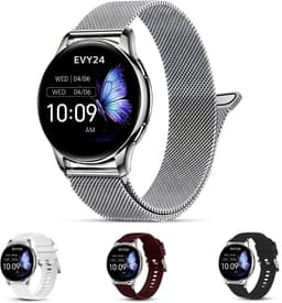 Evy24 Smartwatch Pro 42mm - Smartwatch Dames - Horloge met Belfunctie - Sporthorloge Dames - AMOLED - Bloeddrukmeter - Stappenteller - Android en iOS - Zilver — thumbnail 2