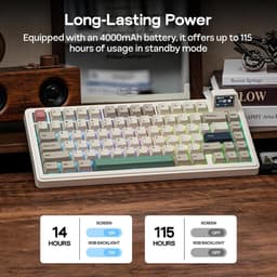 EPOMAKER RT82 Draadloos Mechanisch Gaming Toetsenbord - 75% Layout - Met Afneembaar LCD Scherm (Mini TV) - Gasket Mount - Hot-Swappable - US QWERTY - Retro White — thumbnail 4