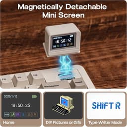 EPOMAKER RT82 Draadloos Mechanisch Gaming Toetsenbord - 75% Layout - Met Afneembaar LCD Scherm (Mini TV) - Gasket Mount - Hot-Swappable - US QWERTY - Retro White — thumbnail 5
