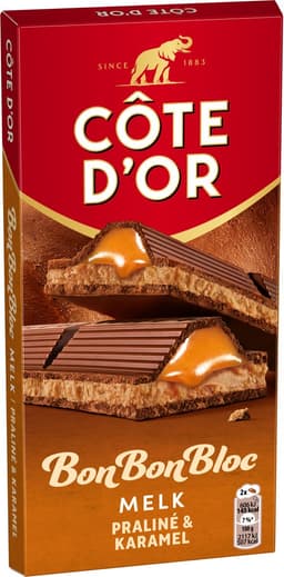 Côte d'Or BonBonBloc Chocoladereep Melk Praliné & Karamel 8 x 200g - Chocolade Tabletten - Cadeau vrouwen of mannen verjaardag - Voorraad — thumbnail 2