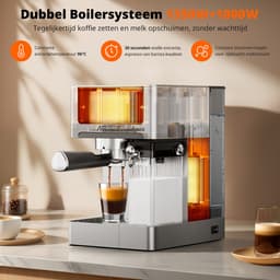 AIRMSEN Espressomachine - 20 Bar - Met Automatische Melkopschuimer - Pistonmachine - Zilver — thumbnail 4