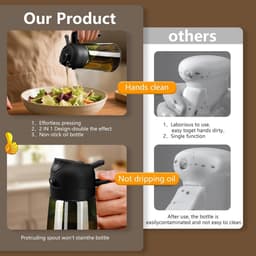 Olijfolie Sprayer - Glas - Olijfolie Fles Verstuiver voor Keuken - Oliefles - Olie Pomp Bakspray - Handmatig spuiten of gieten - Buiten bereik van licht bewaren - voor airfryer, koken, salade en BBQ-470 ML - zwart — thumbnail 7