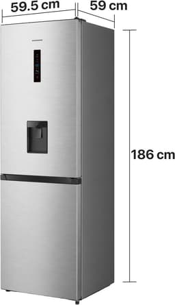 Heinner HCNF-HS304XWDE++ Koel-vriescombinatie met Waterdispenser – 304 L – Full No Frost – LED-display – Omkeerbare Deur – Zilver – 5 Jaar Garantie — thumbnail 3