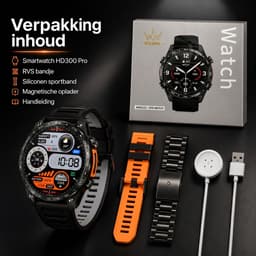 Royal Empire HD Pro GPS Smartwatch Heren - AMOLED Smartwatch met Ingebouwde GPS & Belfunctie - 100+ Sportmodi, Kompas & Zaklamp - Hartslagmeter, Slaapmonitor & SpO2 Meter - Inclusief 3 Bandjes - 1.43 Inch - Zwart — thumbnail 9