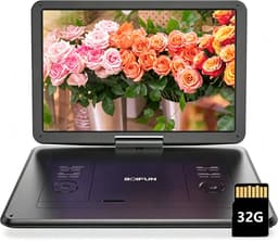 Boifun 17,5" draagbare dvd-speler met 15,6" groot HD-scherm, 6 uur oplaadbare batterij, ondersteuning voor USB/SD-kaart/Sync TV en meerdere schijfformaten, luidspreker met hoog volume, met 32GB Karrt — thumbnail 1