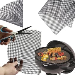 Set van 3 Herbruikbare Grillmatten met Antiaanbaklaag, 42 x 36 cm, Ideaal voor BBQ, Gas- en Houtskoolgrills, Oven en Koken — thumbnail 4