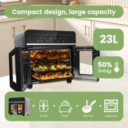 uJOY Mini oven - Hete lucht friteuse - 2 Temperatuur zones - Airfryer - Grote kookruimte - Inhoud van 23L - LED display — thumbnail 4