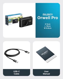 Majority Orwell - Draagbare Radio - DAB/DAB+/FM - Bluetooth - Wekker - EQ-modi - LED-display - Zwart — thumbnail 2