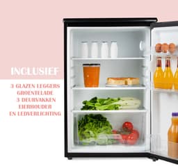 PRIMO PR198FR Koelkast Tafelmodel - Kleine Koelkast - 131L - 35 dB Stil - Energielabel C - Zwart — thumbnail 7