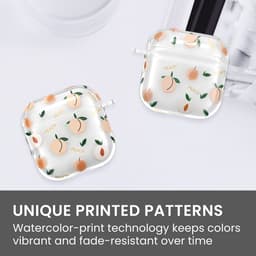 kwmobile Hoes compatibel met Apple Airpods 4 Case - Zachte TPU beschermhoes - Cover in oudroze / transparant perziken design — thumbnail 2