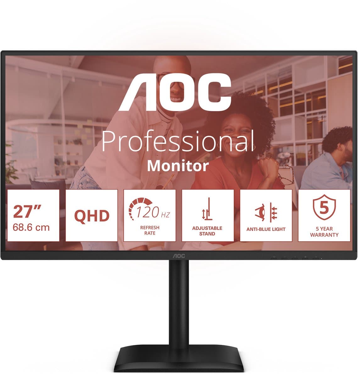 AOC E4 Q27E4U computer monitor 68,6 cm (27") 2560 x 1440 Pixels Quad HD LED Zwart — afbeelding 1