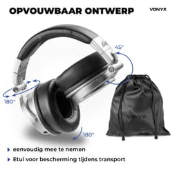 DJ koptelefoon premium - Vonyx HDX200SB - Over ear koptelefoon - Opbergtas - DJ/producer - Aluminium — thumbnail 6