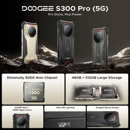 DOOGEE S300 PRO 5G - Robuuste smartphone - Robuuste telefoon - 48GB RAM + 512GB ROM (2TB/TF) - 6,78 inch FHD/120Hz - 11000mAh/66W - IP68 - Dimensity 8300 - Android 16 - 200MP AI camera - NFC - Vingerafdruk - Gezichtsherkenning - Slimme lichteffecten — thumbnail 3
