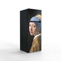 NUNKI MEDIUM-AVERM / Dubbel-Deurs Koelkast, E Klasse, 206l, Johannes Vermeer - Het meisje met de Parel, Satin (ALL sides) — thumbnail 4
