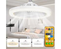 Stille plafondventilator met lamp - Lampfitting met schroefbevestiging - LED-lamp voor plafondventilator - Plafondventilator met lamp en afstandsbediening voor keuken, badkamer, berging, garage