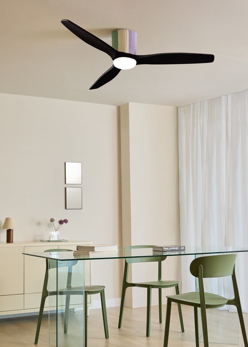 CREATE - Stille plafondventilator 100% hout 40W (Ø132cm) - Met licht LED - Afstandsbediening - 6 snelheden - Programmeerbaar - WIND CALM CUSTOM WOVEN — afbeelding 1