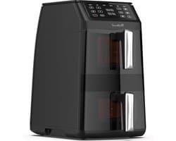 Heteluchtfriteuse Dubbel - Dubbele Kamer - Gezond Koken - Slimme Finish - 11 Liter - Zwart Zilver