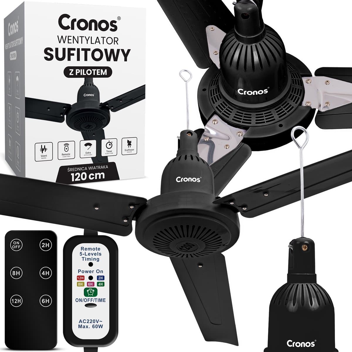 Cronos Comfort - Plafondventilator - Ø 120 cm - Met Afstandsbediening & Timer - Energiezuinig 30W — afbeelding 1