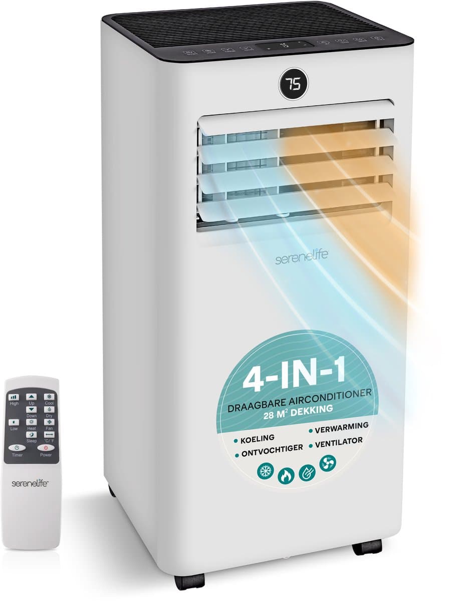 SerenLife Mobiele Airco 7000 BTU - Portable Air Conditioner met Verwarming - Airconditioning 4-in-1 Koelen, Verwarmen, Ventileren en Ontvochtigen - Tot 28 m² — afbeelding 1