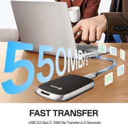 Externe SSD - Draagbare Opslag - Snelle Data Transfer - Compact Ontwerp - 4TB - Zwart — thumbnail 5