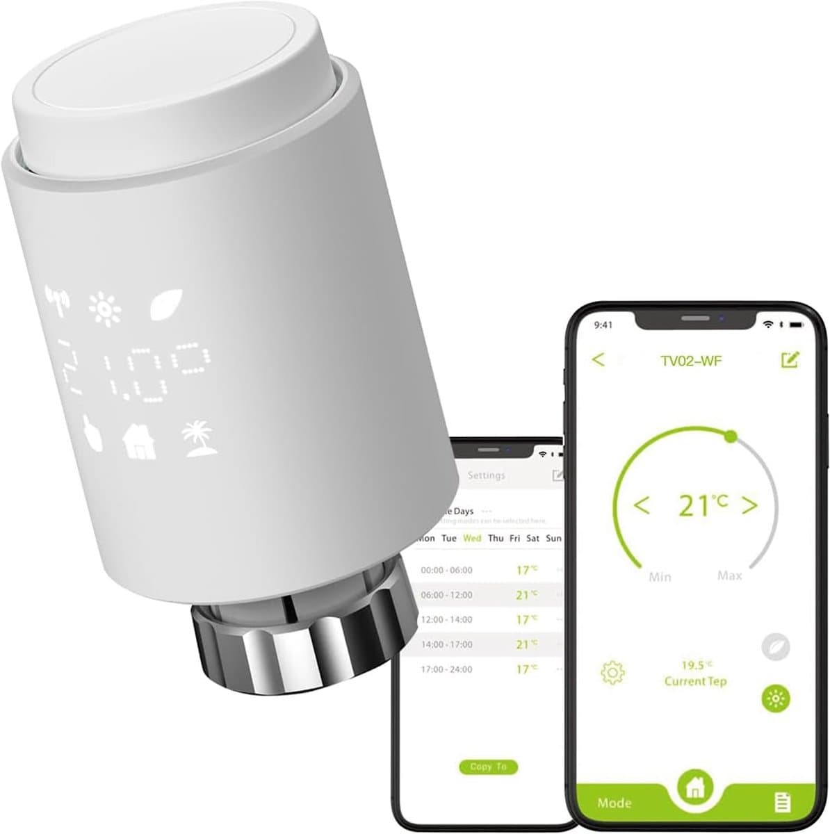 Slimme WiFi Radiator Thermostaatknop Programmeerbaar Zonder Hub Geschikt voor Alexa & Google Home — afbeelding 1