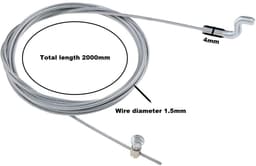 Dailygoods- Gaskabel 2000 mm - Flexibele Kabel - Z-haak Motorremkabel - Staal - Diameter 1,5 mm - Duurzaam en Sterk — thumbnail 2