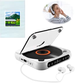 Bluetooth CD-speler - Draagbare CD-speler - Hi-Fi Geluidskwaliteit - 2000mAh Oplaadbare Batterij - 6 Uur Speeltijd - 2.4GHz Bluetooth - Met Anti-schok Technologie - Lichtgewicht 280g - Wit — thumbnail 1