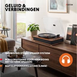 Platenspeler Bluetooth (in/uit) - Fenton RP162D - retro platenspeler met speakers (stereo) en mp3 speler - Donkerbruin — thumbnail 2