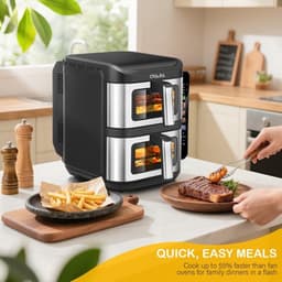 Heteluchtfriteuse – Airfryer – Friteuse – Luchtfriteuse – Digitale Oven – 11 Liter Capaciteit – Dubbele Mand met Cook & Sync Systeem — thumbnail 6