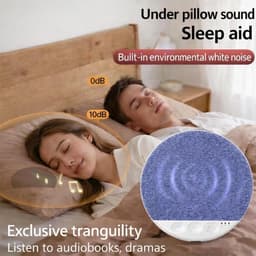 "Slaapkussenluidspreker -Bluetooth-luidspreker voor onder het kussen - Plat Design met Stereobas - Witte Ruis - slaaphulpmiddel - met rustgevende geluiden en slaaptimer - voor zijslapers - voor Volwassenen & Kinderen - grijs - 10*10cm " — thumbnail 2