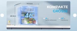 MakkelijkMooi Zwarte Bar Koelkast - Mini Koelkast - met Vriesgedeelte - Energiezuinig - inhoud 46 ltr - Met Omkeerbare Deur — thumbnail 2
