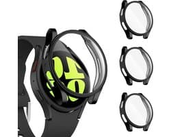 Pack van 3 Beschermhoezen voor Samsung Galaxy Watch 4 en 5 - Ultra Dunne TPU Volledige Bescherming met Beschermfolie - Zwart