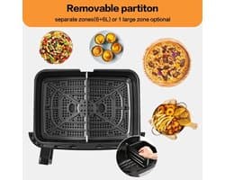 Heteluchtfriteuse – Airfryer - Airfryer Oven XXL - 12L - Dubbele Kookkamer Instelbaar - 2000W - 240V - 8 Voorgeprogrammeerde Programma's - LED Touchscreen - Kijkvenster - Zwart