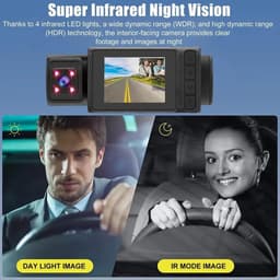 ONF3 - Dashcam - 3-kanaals Dashcamera voor Auto's - 1080P Full HD Nachtzicht - G-sensor en Parkeermodus - Veiligheid en Bewaking - Geschikt voor... — thumbnail 3