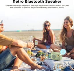 Oneay Retro Bluetooth-speaker – Vintage draagbare draadloze speaker met Bluetooth 5.0, ondersteuning voor TF-kaart, USB-stick en AUX-ingang – Paars — thumbnail 7